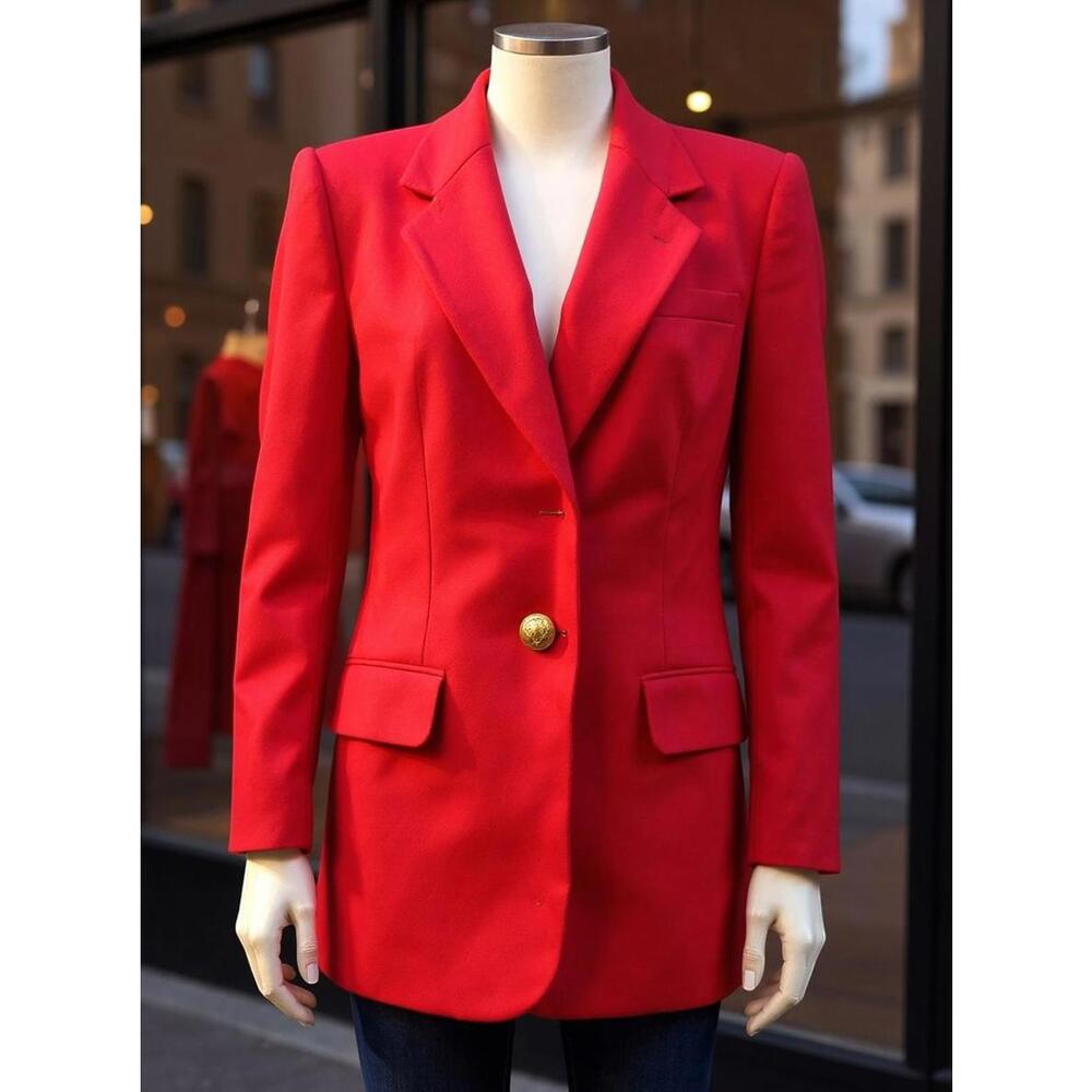 Women's Red Single-Button Blazer - image 3
